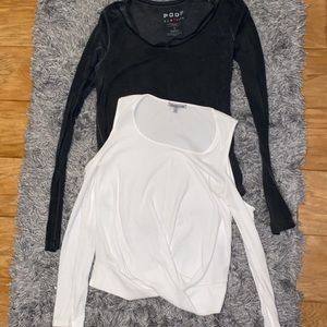 2 pack grey and white long sleeve tees with cutout